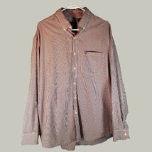 Izod Button Down Shirt XL Mens Long Sleeve Striped Maroon Pocket Saltwater - £10.75 GBP