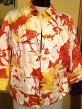 Coldwater Creek Women&#39;s Jacket Orange White Yellow Floral Print Size 12P... - $29.70