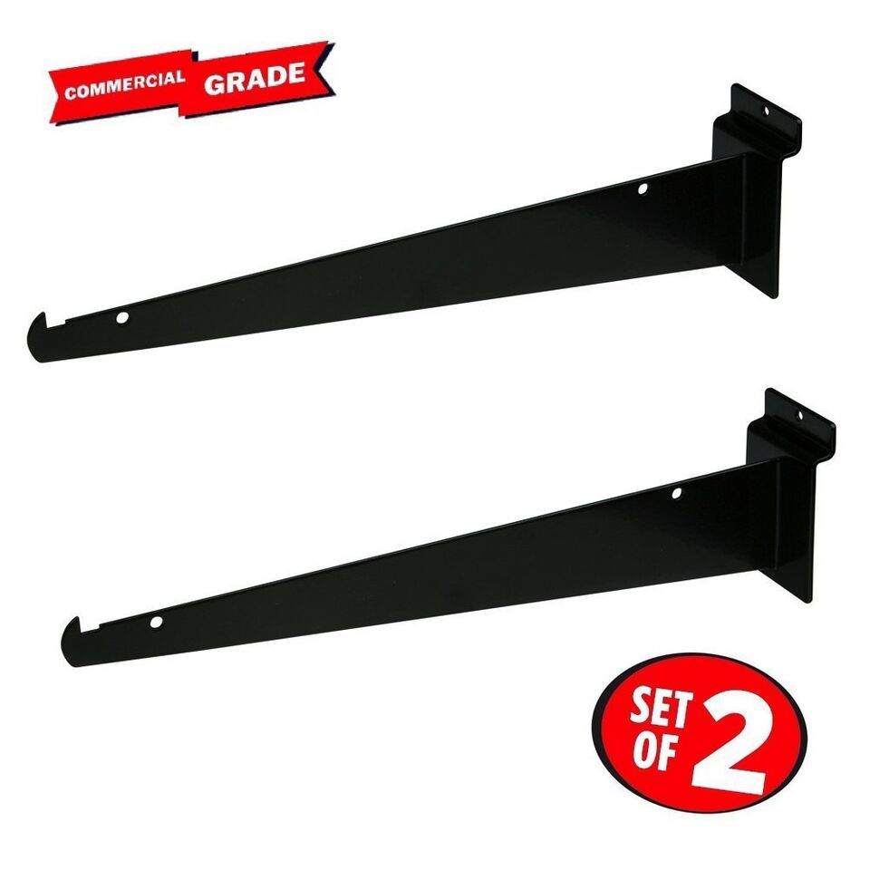 New 12&quot; Slatwall Knife Shelf Brackets With Lip - Black 2pk - $25.48