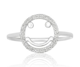 Ladies Diamond Ring, Smiley Diamond Ring, 10k Solid Gold, Natural Diamonds - £213.52 GBP