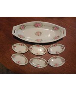Nippon Hand Painted Pink Roses/Gold Trim Celery Tray w/Open Handles/6 Op... - $463.76 MXN