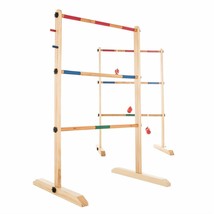 Double Wooden Ladder Toss Backyard Game With 6 Bolas Lawn Family Party Game - $96.99