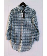 VELVET HEART Button BLOUSE Shirt BLUE White BLACK Pocket CHECK Tencel  - $95.65 CAD