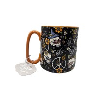 10 Strawberry Street Halloween 18 oz Coffee Soup Mug Skulls Peace Orange... - $19.99