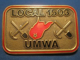 Brass Belt Buckle LOCAL 1503 UMWA United Mine Workers of America [j20u]  - $33.60