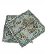 Vintage Chinese Silk Pillow Case Cover Set Pagoda Print &amp; Elegant Fringe... - $1,675.82 MXN