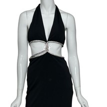 Luxxel Black Maxi Dress Size Small Diamante Cut Out NEW Bling Halter Top - £79.92 GBP