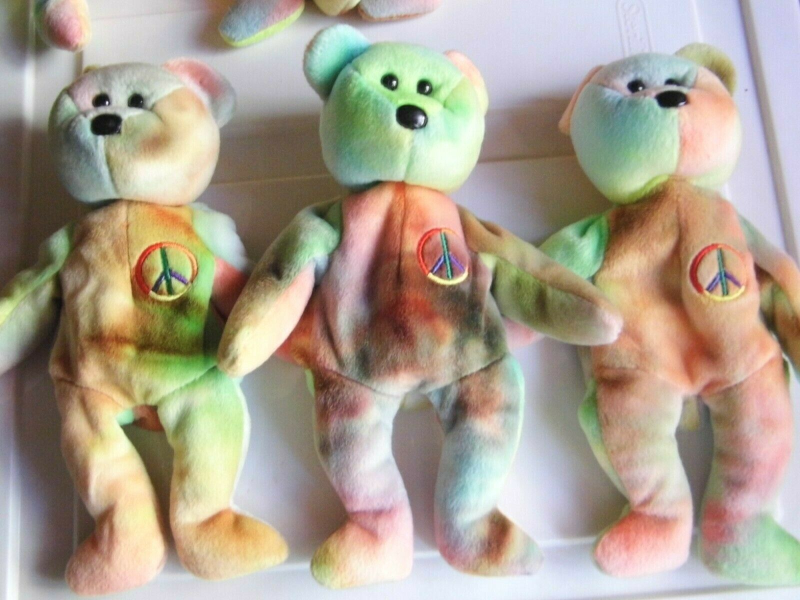 Peace TY Beanie  Mint Bear Trio No Hang Tags Tush #115-115-112 Stamp  #PB3 - $8.10