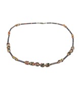 Ceramic Beaded Necklace Bead Flecks Glass 19 inch Vintage Strand Jewelry - £23.48 GBP