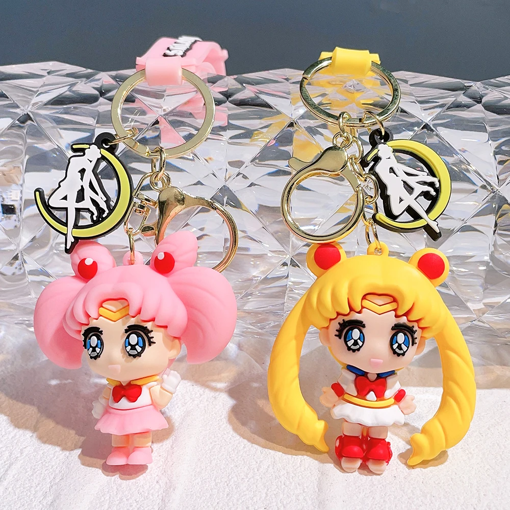 Anime Sailor Moon Keychain Hino Rei Action Figure PVC Bag Pendant Key Ch... - $16.55+