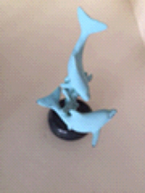 Dancing Dolphins Statue 6.5&quot; Tall Turquoise Colored - $36.00
