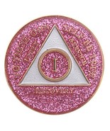 29 Year Pink Glitter Tri-Plate Alcoholics Anonymous Medallion- AA Sobrie... - $17.81