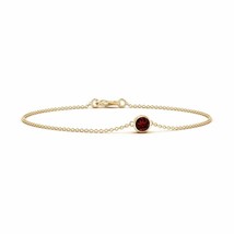 Angara Natural 4mm Garnet Chain Bracelet in 14K Yellow Gold for Women - £233.49 GBP