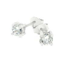Precious Stars Sterling Silver 4 mm Round Cubic Zirconia Stud Earrings - £14.47 GBP