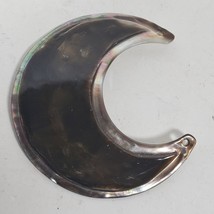 Vintage Crescent Shape Mother of Pearl Pendant 2.5 Inch Long Black Gray - $418.86 MXN