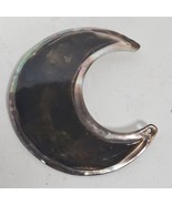 Vintage Crescent Shape Mother of Pearl Pendant 2.5 Inch Long Black Gray - €19,29 EUR