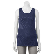 Rewind Crochet Tank Top High Low Boho Peek A Boo Navy Blue Juniors Size Small - £7.00 GBP