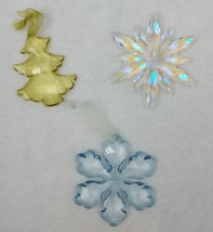 Snowflake Tree Star Ornaments Christmas Green Blue Hard Plastic Acrylic Lot Of 3 - $12.99