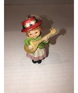 Vintage Hard Plastic Girl Playing Instrument Figurine Ornament Hong Kong - $11.01