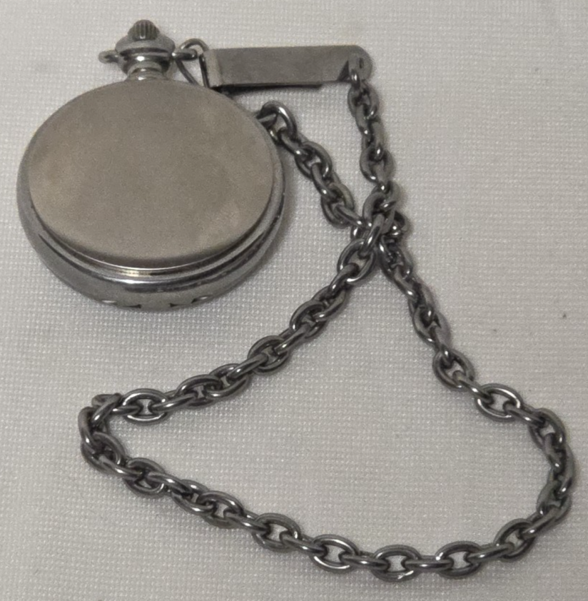 Vintage Relic Folio Pocket Watch Silver Tone Black Dial Keeps Time New... Item image 4