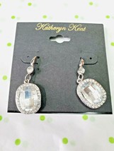 Katheryn Kent Silver Tone French Wire Drop Clear Gem Stones Earrings - £9.97 GBP
