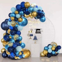 Birthday Party Blue Balloons Arch Kit, 174Pcs Navy Blue, Metallic Blue, Macaron  - £24.08 GBP