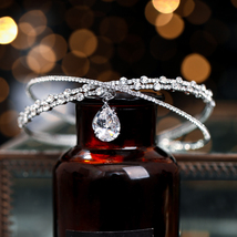 Vintage Crystal Bridal Hair Accessories Wedding Rhinestone Waterdrop Leaf Tiara  - £8.56 GBP