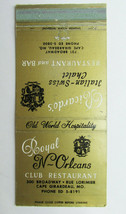 Royal N-Orleans Club Restaurant - Cape Girardeau, Missouri 30FS Matchbook Cover - £1.38 GBP