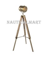 NauticalMart Antique Searchlight Wooden Tripod Floor Lamp- Home Decor - $259.86 CAD