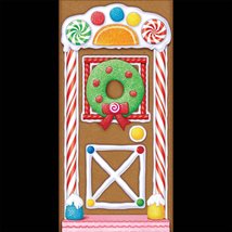 Holiday GINGERBREAD HOUSE DOOR COVER POSTER BACKDROP Christmas Candy Dec... - £6.87 GBP