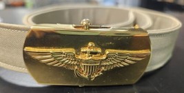 GENUINE U.S. NAVY BELT BUCKLE: AVIATOR with belt 48 inches long from tip... - $49.49
