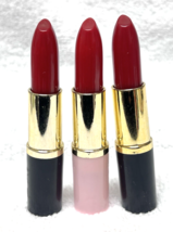 3 Vintage Hard Plastic Display Lipsticks 2 Black 1 Pink Base w RED 3 3/4" - $32.18