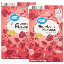Great Value Strawberry Hibiscus Herbal Tea, 20 Tea Bags (Pack of 2) - £13.73 GBP