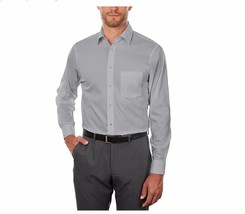 Arrow Men&#39;s Dress Shirt Regular Fit Stretch Poplin Solid Gray Mercury 16-16.5 34 - £18.68 GBP