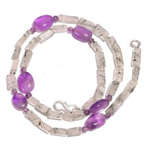 Natural Green Rutile Quartz Amethyst Gemstone Smooth Beads Necklace 17&quot; UB-3306 - £7.68 GBP