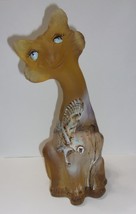 Fenton Glass Amber Barn Owl Alley Cat Figurine Ltd Ed #4/34 M. Kibbe - £308.04 GBP