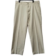 Geoffrey Beene Men Pants Size 38 Tan Khaki Classic Straight Flat Front Chino Zip - $12.24