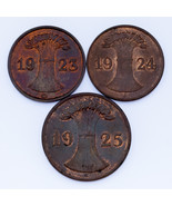 1923-1925 Allemand 1 &amp; 2 Rentenpfennig Monnaie plein De 3 ( au-Bu ) Km#3... - $77.69 CAD