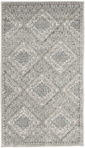 2' X 4' Grey Ivory And Blue Southwestern Power Loom Non Skid Area Rug - $824.68 MXN