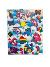 VINTAGE Rare Lisa Frank Sticker Sheet Unicorns Rainbow Shooting Star Heart S123 - £19.49 GBP