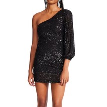 Betsey Johnson One Shoulder Sequin Mini Dress Black MD (6–8) - $44.55