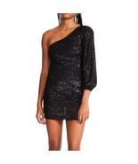 Betsey Johnson One Shoulder Sequin Mini Dress Black MD (6–8) - $44.55