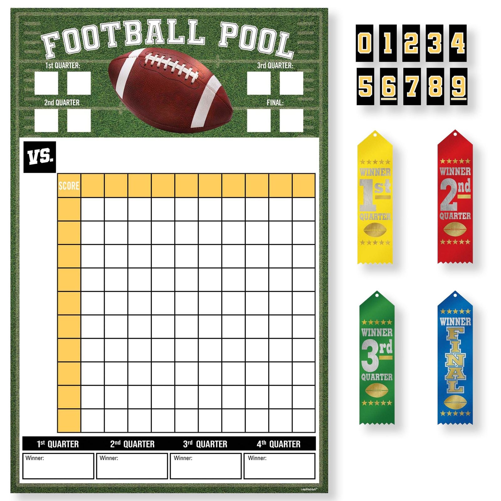 Primary image for HOME & HOOPLA Football Party Supplies - Football Pool Game Kit with Award Ribbon