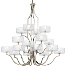 Caress Collection 16-Light Polished Nickel Clear Water Glass Luxe Chandelier Lig - £1,169.55 GBP