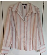Womens Plus 2X Gloria Vanderbilt Pink White Striped Button Up Shirt Top ... - $25.80 CAD