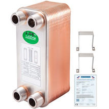 30 Plate Brazed Heat Exchanger w/ Brackets 3&quot;x8&quot; 3/4&quot; MPT 316L Stainless Steel - £73.53 GBP