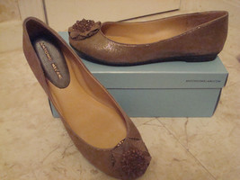 Antonio Melani  8.5 M New Tan Leather Metallic Flats with Bling - $69.99