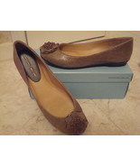 Antonio Melani  8.5 M New Tan Leather Metallic Flats with Bling - $69.99