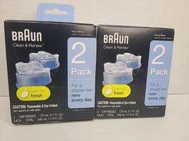 Braun Clean &amp; Renew Refill Lot Cleaning Fluid Cartridges Lemon Fresh 2 Pack - $28.08