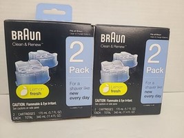 Braun Clean &amp; Renew Refill Lot Cleaning Fluid Cartridges Lemon Fresh 2 Pack - £20.69 GBP